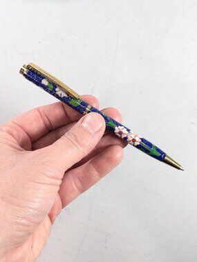 AS IS Vintage Chinese cloisonne ballpoint pen with Parker medium blue filling